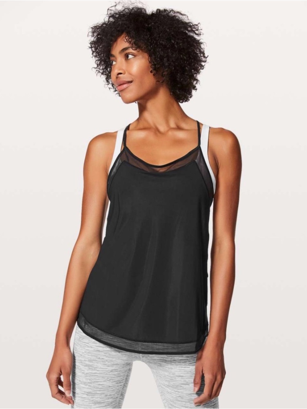 Lululemon Black Lululemon Mix & Mesh Strappy Tank Mesh Trim Tank Size 4